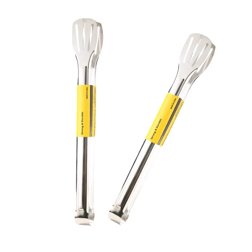 

2pcs Food Tongs Stainless Steel Kitchen Tool Silver Color Barbecue Clamp Multipurpose Gripper Lightweight HeatResistant