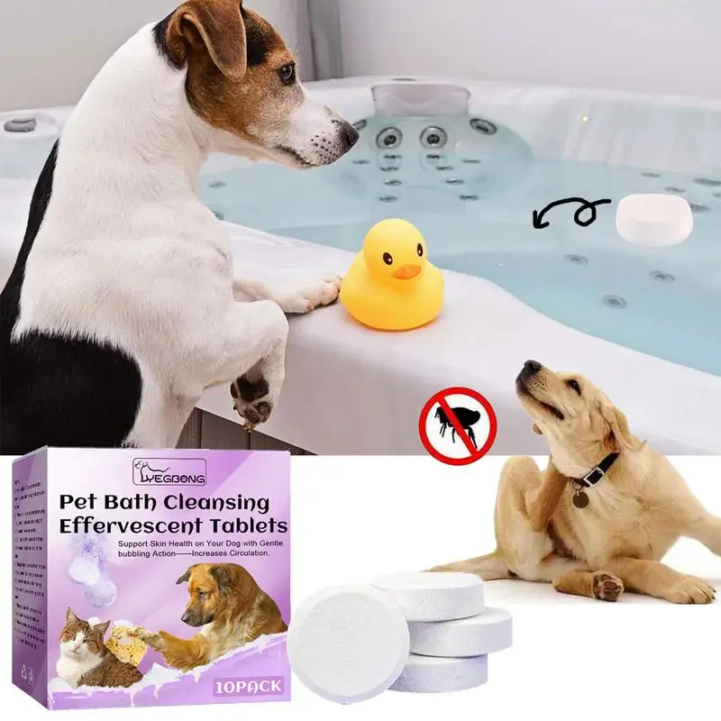 Dog Cleaner Tablet Pet Bath Cleansing Effervescent Tablets Long-lasting Fragrance Tablets Spa Washing Odor Removal Deodorization