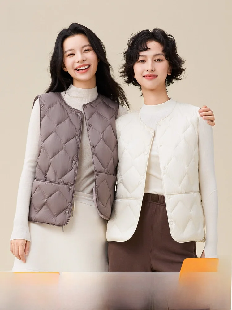 

Snow Flying 2026 Summer New Women's Diamond Grid Straight Tube Versatile down Vest Casual Fashionable Inner And Outer Wear