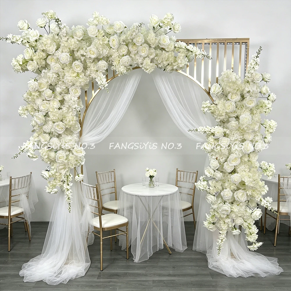 

NEW Luxury White Wedding Floral Set, Rose & Delphinium, Hanging Flower Row, Table Centerpiece, Welcome Sign Decor, Party Props