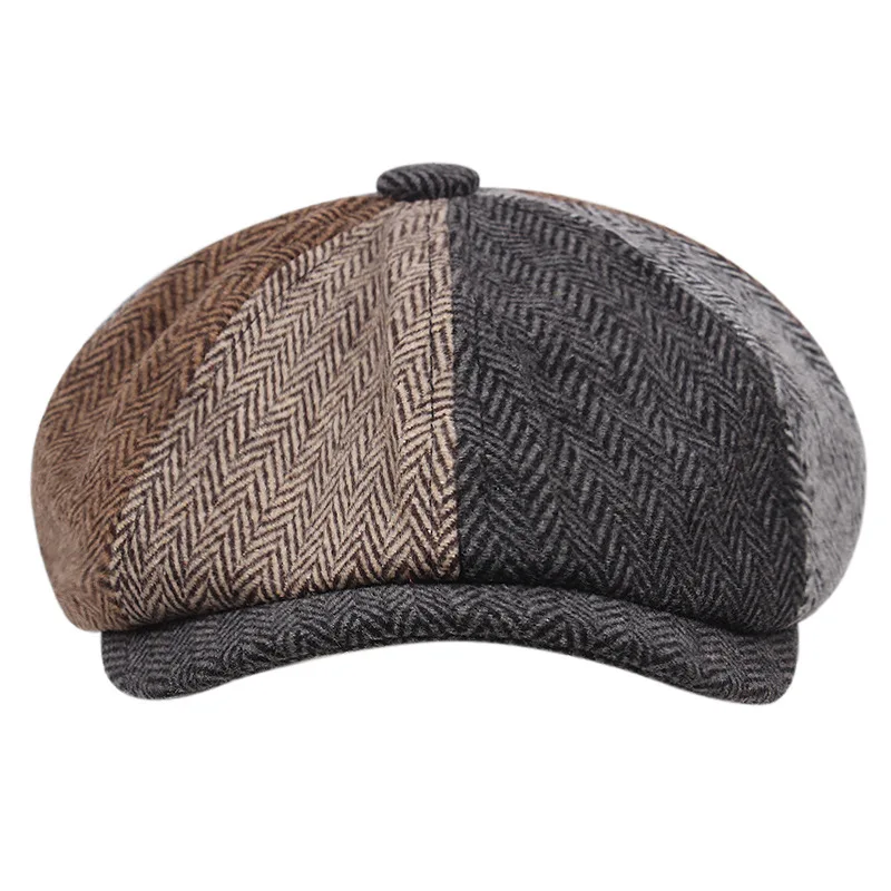 Colorblock Striped Men\'s Hat High Quality Beret Ivy Newsboy Hat Ladies Beret Pointed Eye Mask Wholesale