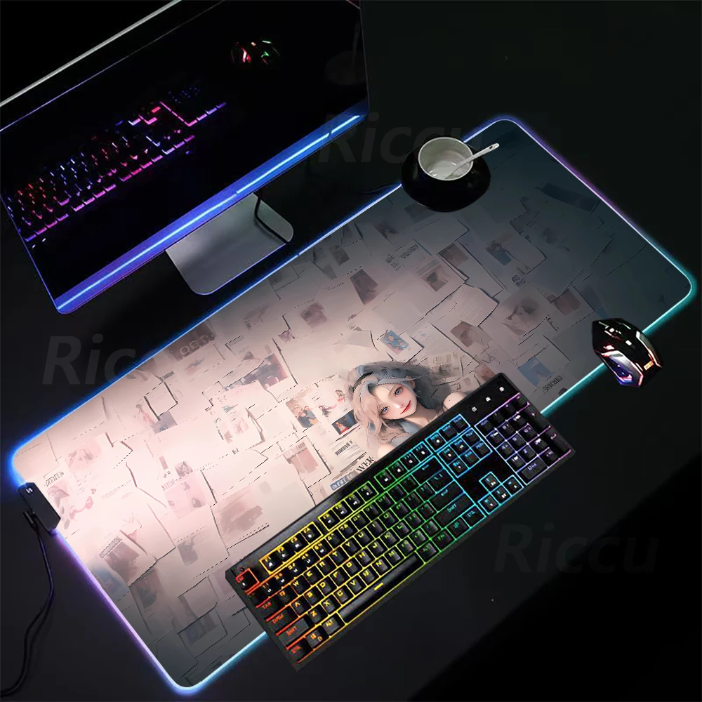 

Best Sellers Jinx LED mouse Pad PC Table mats High definition printing RGB Mouse Pad Desktop Large gaming accessories mouse pad