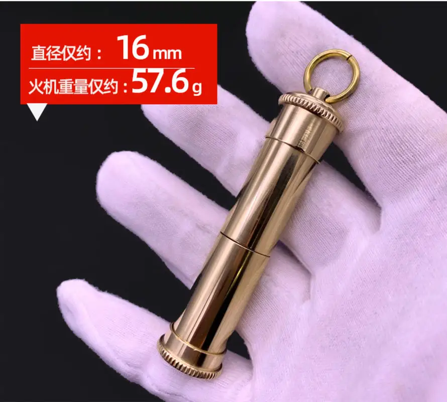 Vintage Pull-Out Brass Gasoline Lighter Retro Auto Ignition Nunchucks Handmade Antique Lighter