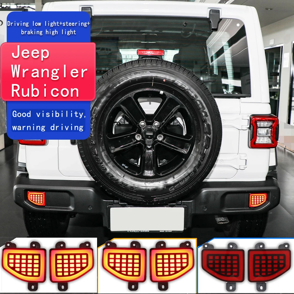 

LED Rear Bumper Lamp Tail Light for Jeep Wrangler 2018 2019 2020 2021 2022 Fog Stop Brake Signal Taillight