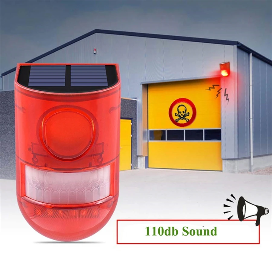 Outdoor Solar Infrared Motion Sensor Alarm 129DB Siren Strobe Light IP65Waterproof Villa Farm Yard Garden Security Alarm System