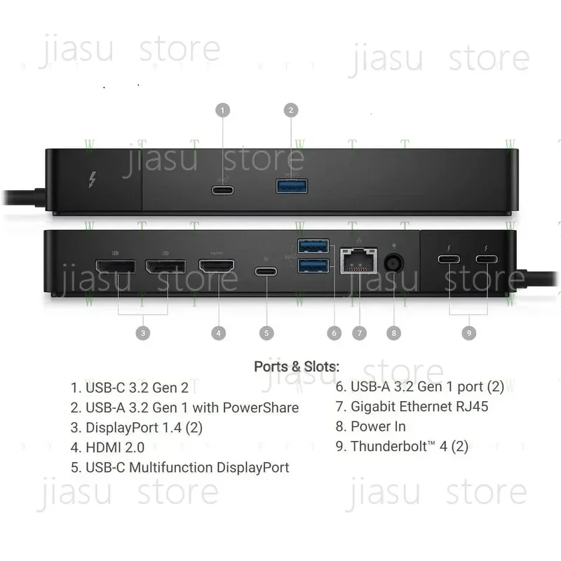 Docking Station Compatible with WD22TB4, Universal Dock with 180W AC Power Adapter Laptop Expansion Hub