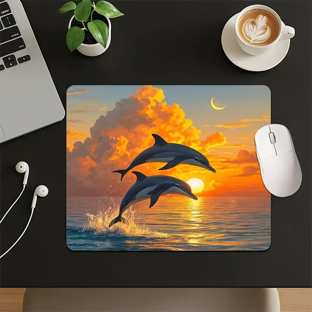 CIFBUY Large Gaming Mouse PadTotem Dolphin Ocean Desk Mat Anti Slip Rubber Base Stitched Edges Home Office PC Laptop Accessories