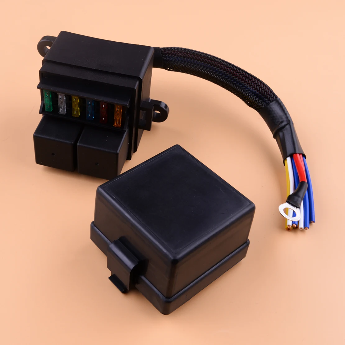 Pre-Wired Fuse Relay Holder Box Block & 80A Relay & 6 Fuses IP65 for 12V Car Truck RV Camper Marine Boat Automotive