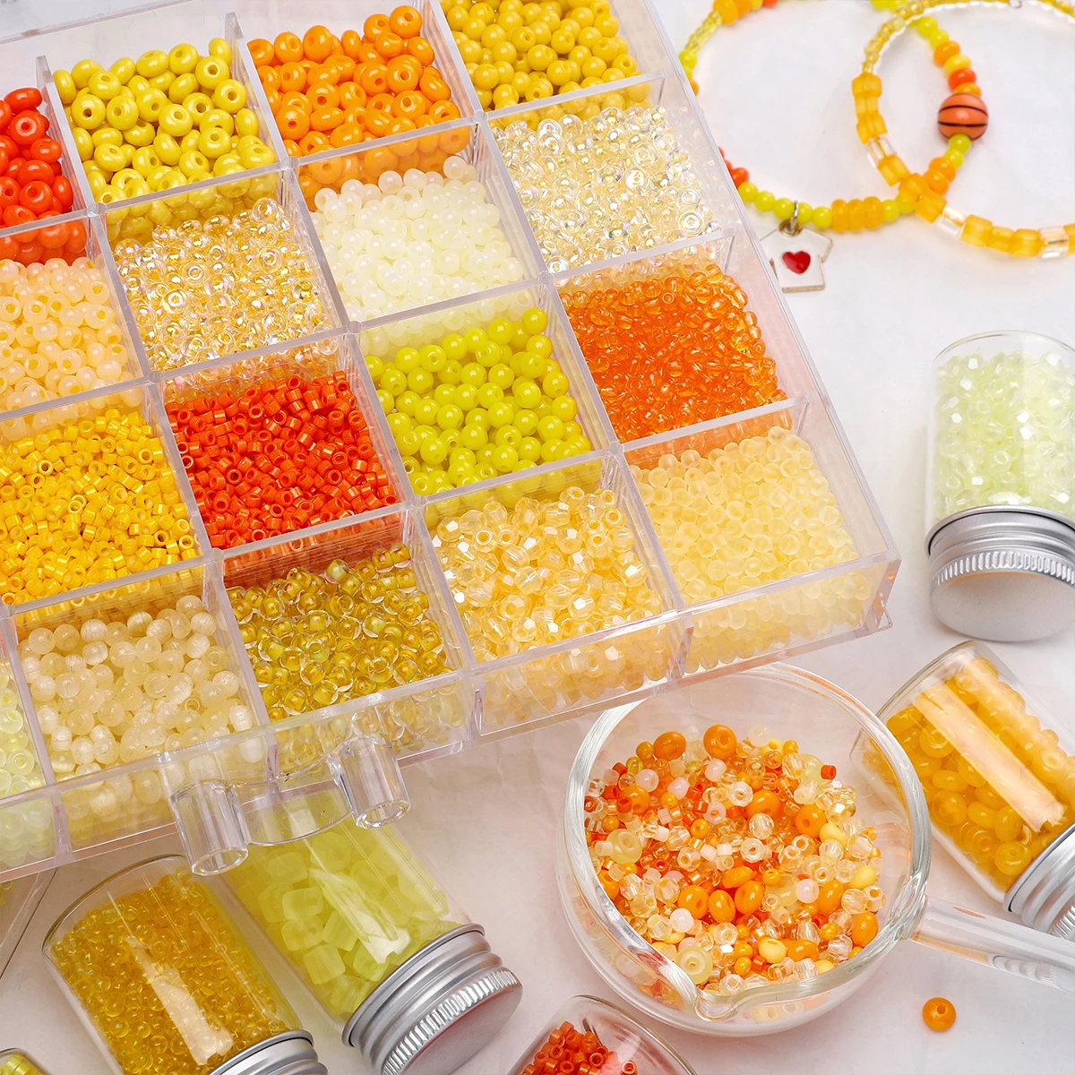 High Quality Glass Rice Beads In Various Styles Orange Yellow Series Loose Beads DIY Bracelets Necklaces Accessories Making view 2
