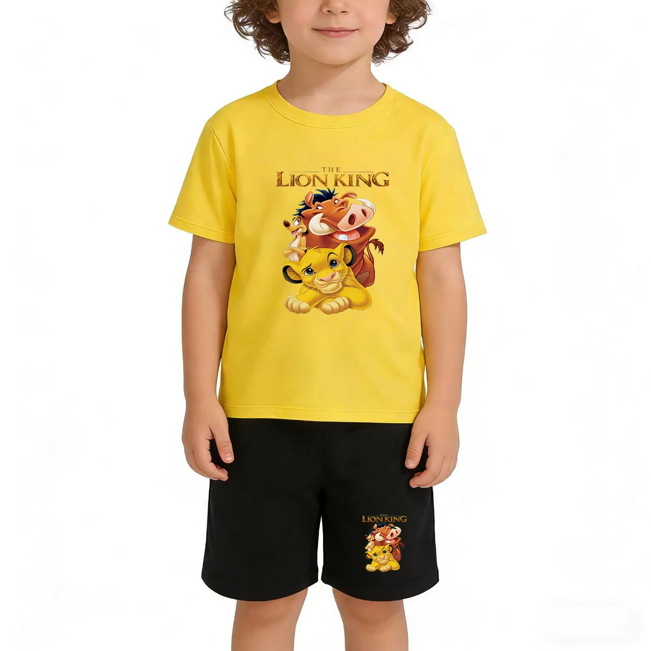

Kids Summer Coat Charming Film Lion King Simba Print T-shirt Boys Girl 3-12 Years Short-sleeved+Shorts Casual Sports Jogging Set