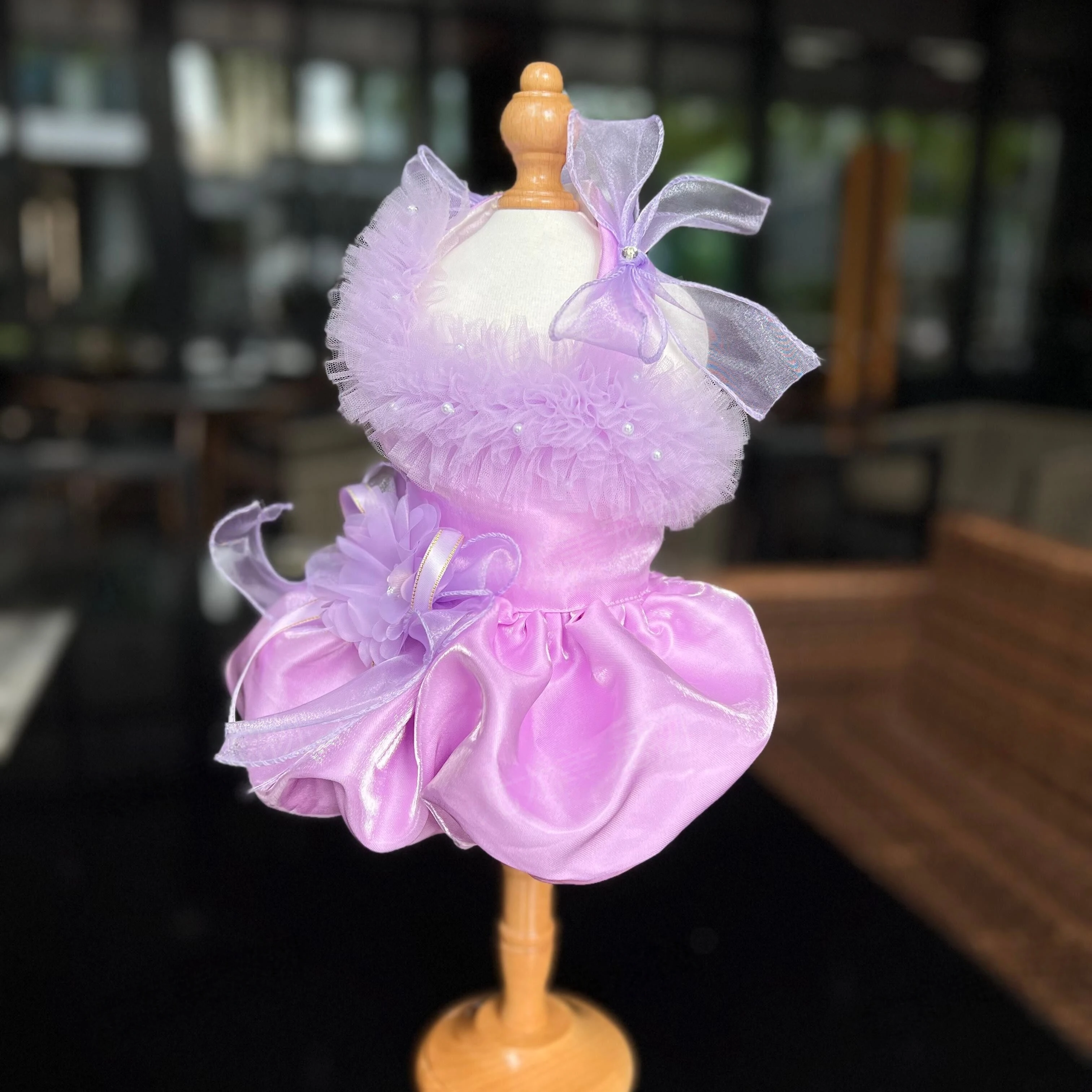 

Handmade Purple Lace Princess Dog Dress Wedding Dress for Small Medium Dogs Poodle Bichon Coat Pet Clothes