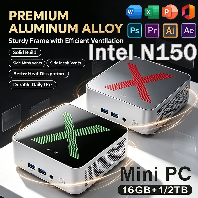NEW Mini PC Windows 11 Intel N150 8GB 16GB RAM 1TB 2TB M.2 SSD WiFi6 BT5.2 4K HD Portable Gaming Computer Office PC Desktop