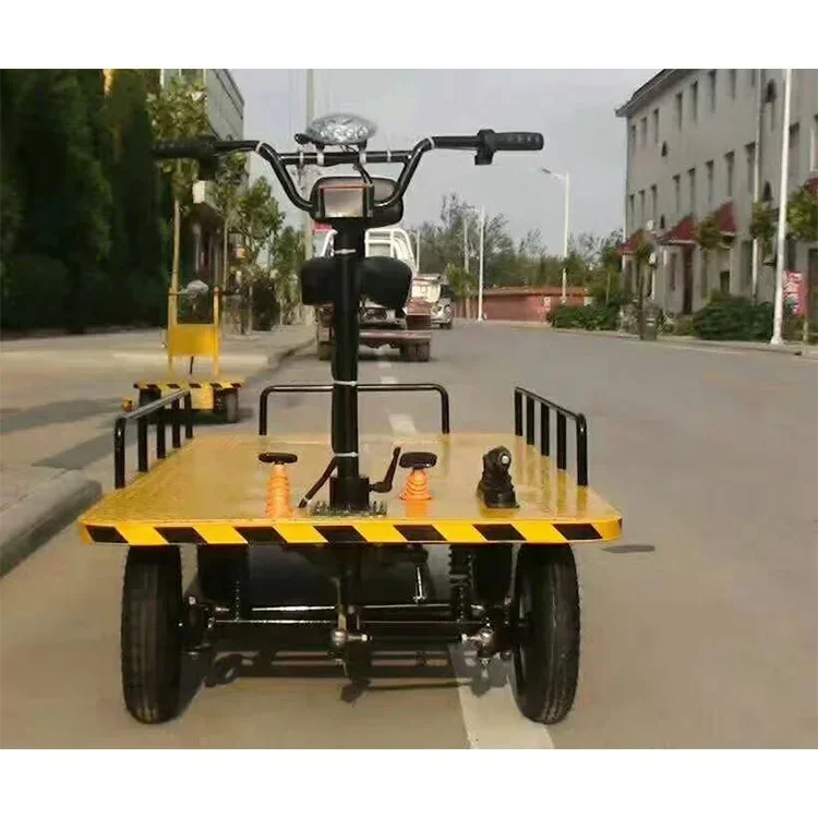 forElectric heavy duty warehouse transport trolley platform trailer 4-wheel flatbed trailer for cargo short transport