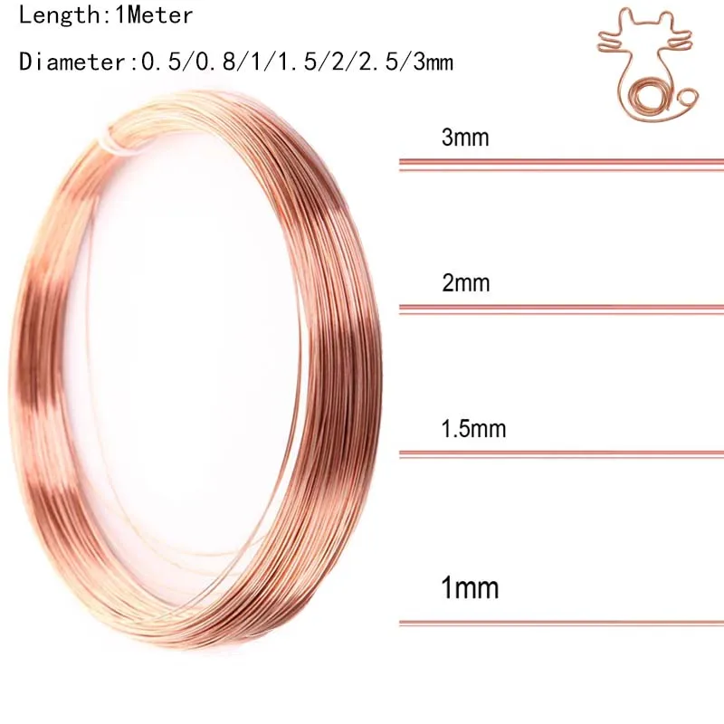 High Quality 1meter Copper Line Wire 0.5/0.8/1/1.5/2/2.5/3mm T2 Copper Red copper 99*90% Bare Wire