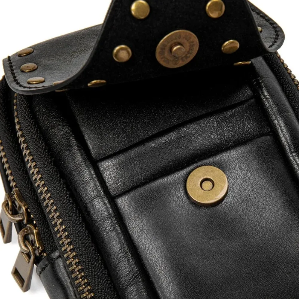 Sac à Main Noir Rétro Punk avec Rivet de Tête de Mort pour Femme, Portefeuille Spécial, pour Téléphone Portable, Style Hip-hop