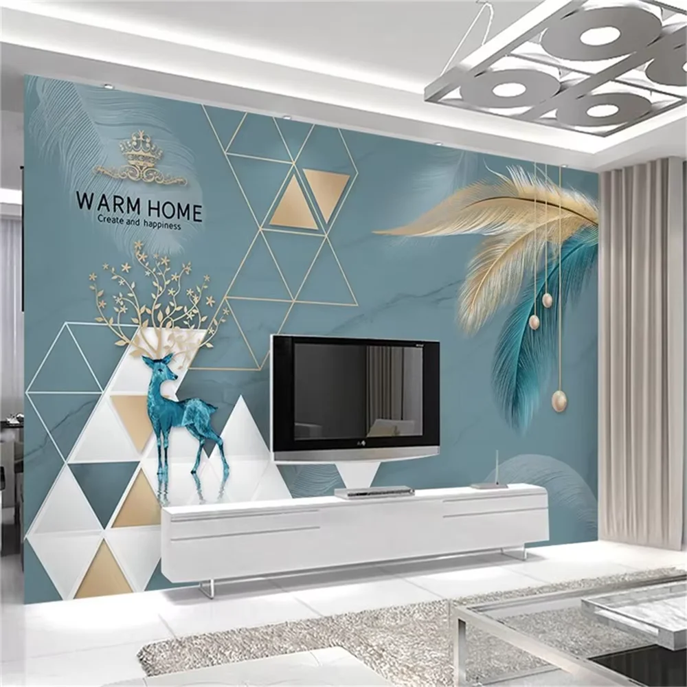 

custom papel de parede 3D Wallpaper Gray Feather Murals wallpapers for Living Room Bedroom art Wall Painting home decoration
