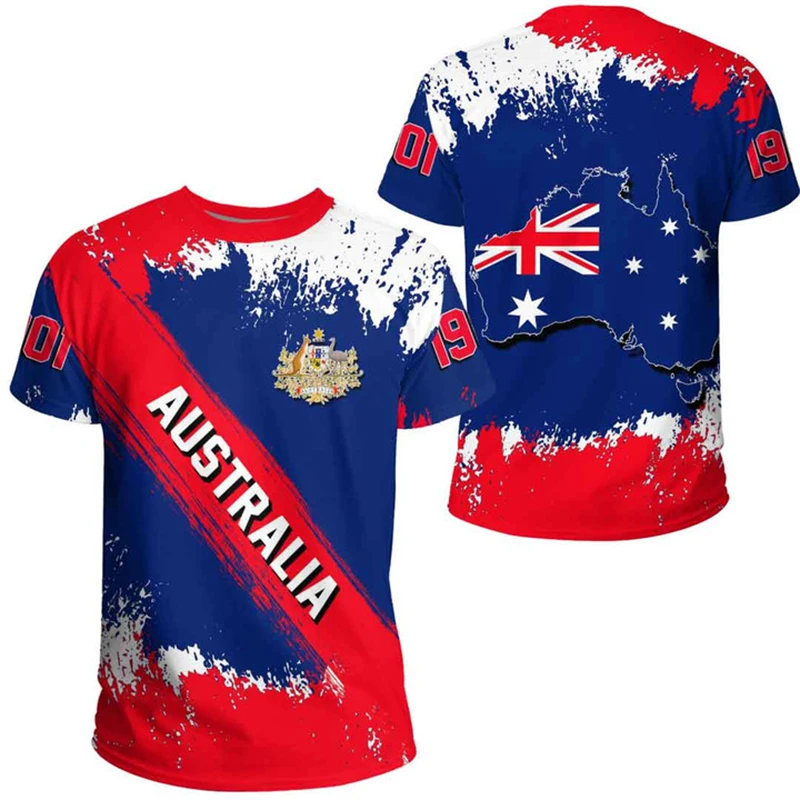 Australia Flag Map 3D Printed T Shirt For Men Clothes Australian National Emblem T Shirts Casual Man T-Shirt Comfy Streetwear