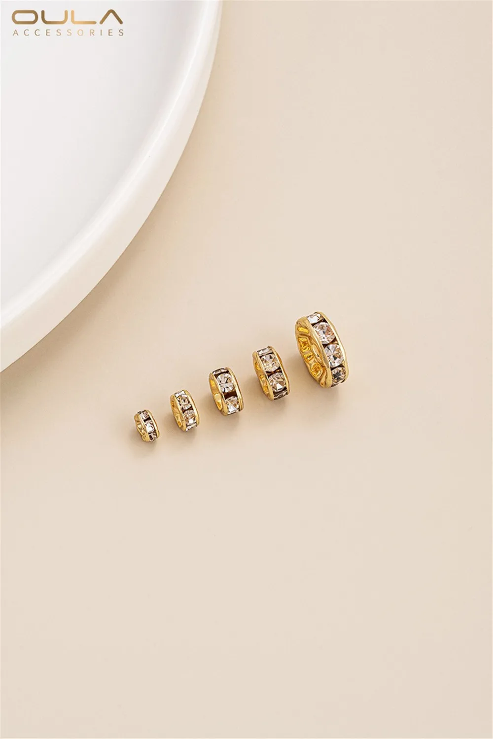 

14K Gold-encrusted Diamond Ring Zircon Spacer Hand-strung Beads Diy Crystal Bracelet Pearl Necklace Spacer Accessories