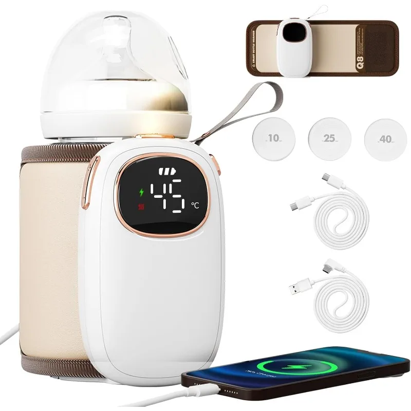 

Portable Electric Travel Bottle Warmer 5000mAh 6Levels Adjustable Thermal Bags Dual Type-C Power Bank Function Night Light Baby