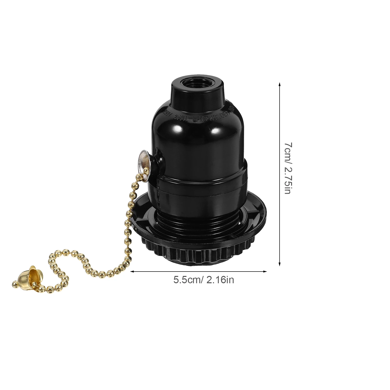 Black Pull Chain Chandelier Lamp Holder Wood Base Pull String Light Fixture Ceiling Socket Replacement USA Standard Shell