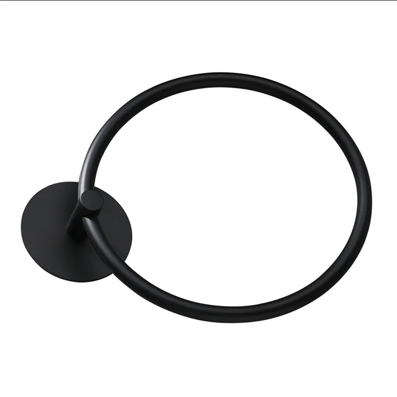 

AONEQ-2X Bathroom Towel Ring Stainless Steel Bathroom Towel Rack, Adhesive Wall Mounted Hand Towels Holder, Black