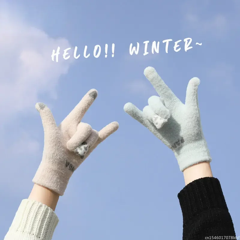 Велосипедные перчатки Youpin, зимние, Осенние, женские, антифриз, теплые, ветрозащитные, симпатичные, Корейская версия, Утолщенные, с сенсорным экраном