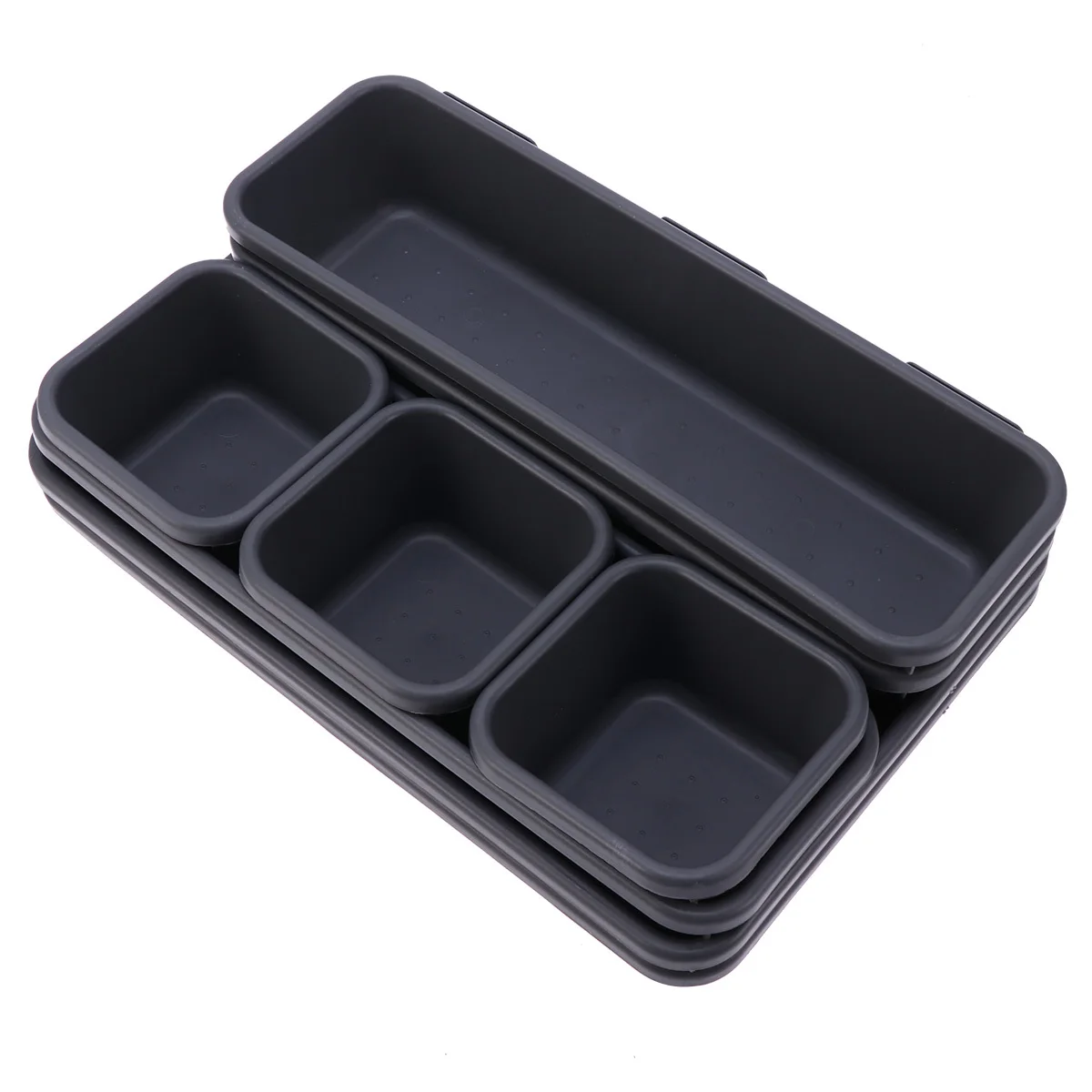 

8pcs Plastic Divider Storage Box 8 Compartments Smooth Surface Desktop Organizer For Office School Supplies Drawer Tray Black