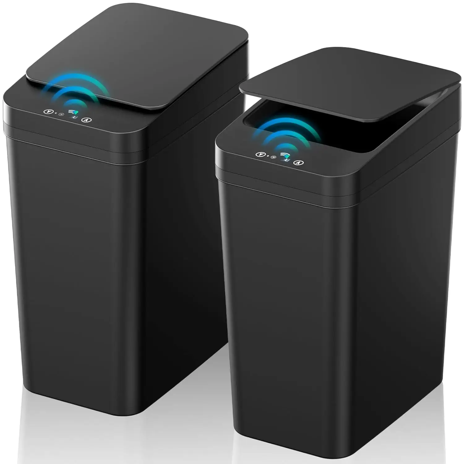 

Touchless Motion Sensor Trash Can, 2-Pack Slim Automatic Garbage Bin with Lid for Bathroom Office Bedroom