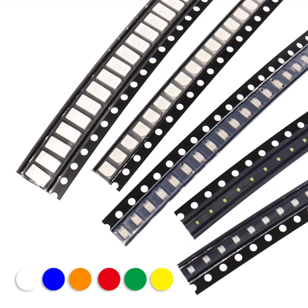 2500pcs/lots smd led 0402 0603 0805 1206 1210 smd led red yellow green white blue 5colors*100pcs smd led diode set