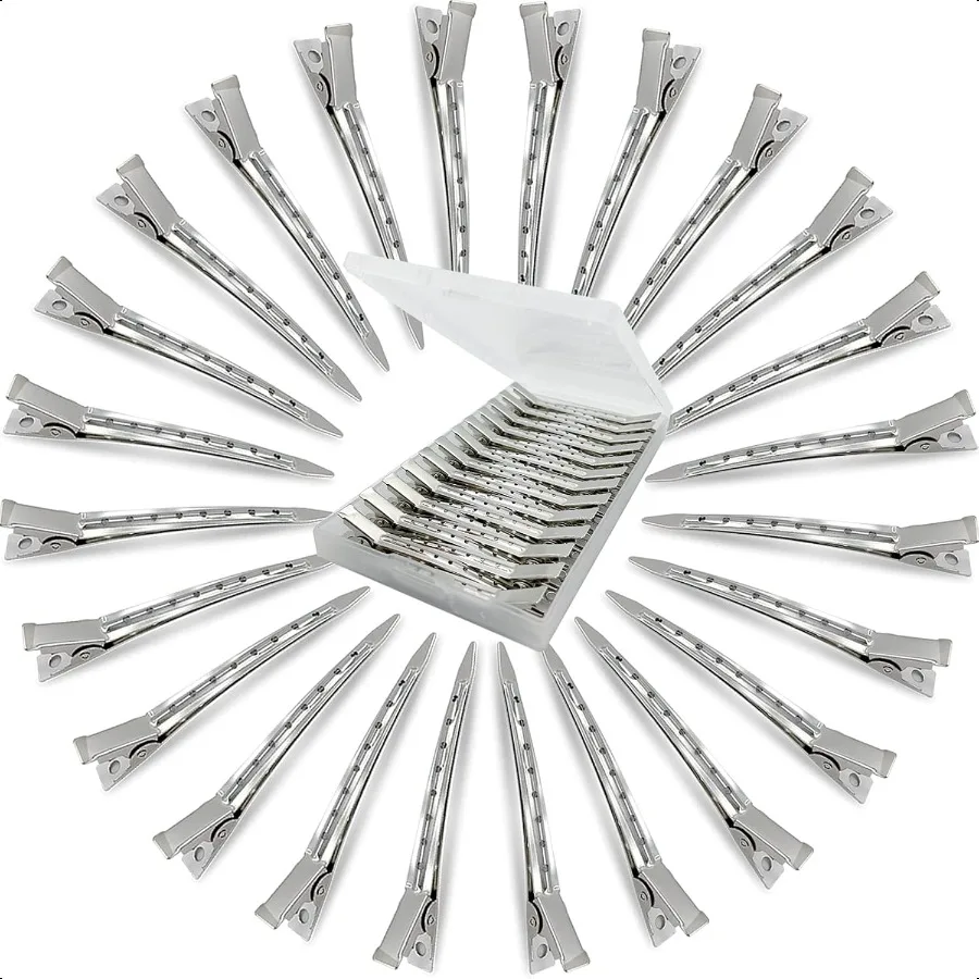 

24Pcs Metal Duck Billed Hair Clips for Women Styling Sectioning Sier Hair Pins for Long Hair Alligator Curl Loc Clips for Thick