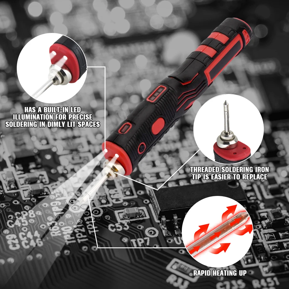 Cordless Soldering Iron 1800mAh Rechargeable Soldering Tool Professional Portable Welding Tool Electronic Soldering Kit