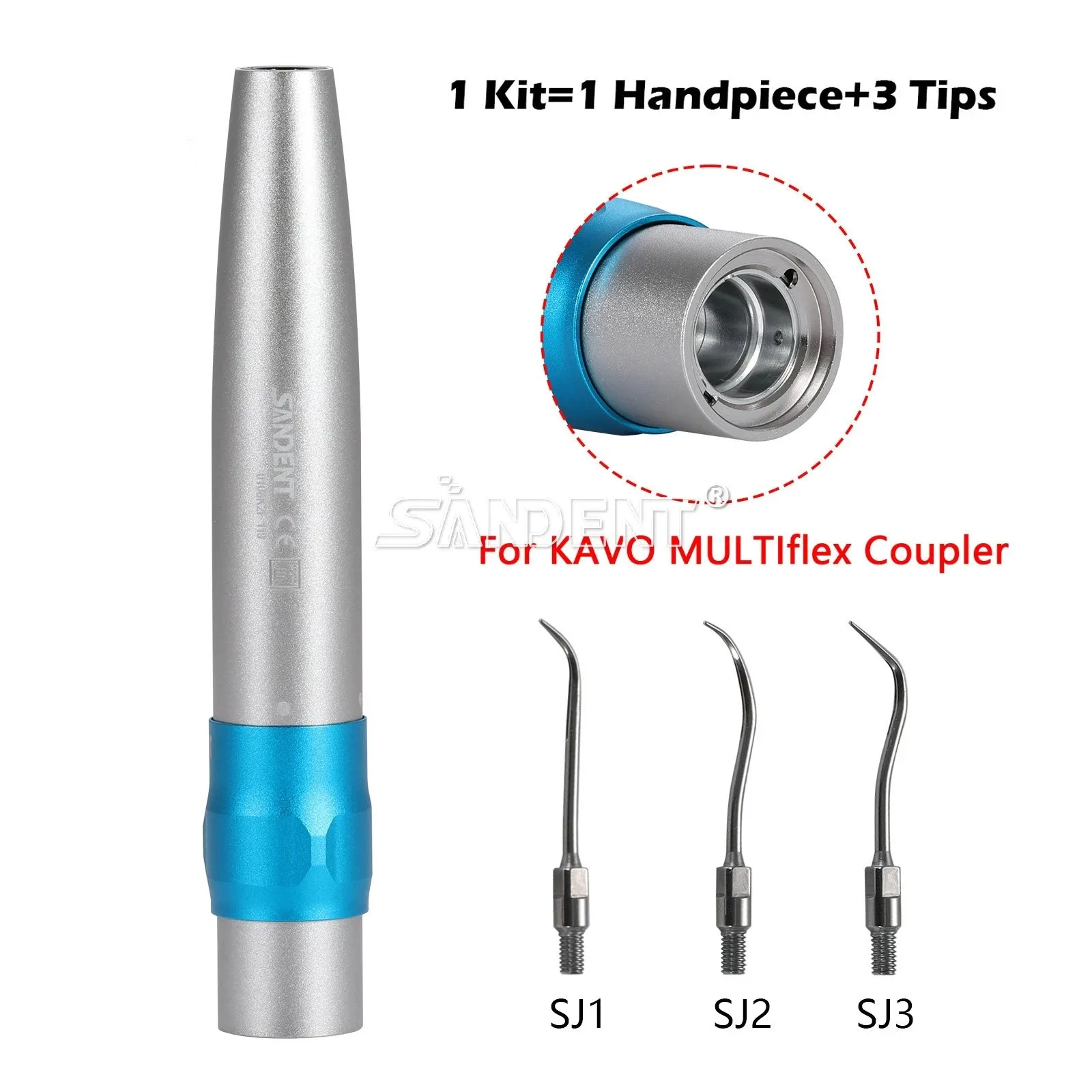 Dental Fiber Optic Led Air Scaler Handpiece Sonic L Fit For KAVO MULTIflex Quick Coupler Coupling With 3 pcs Tips