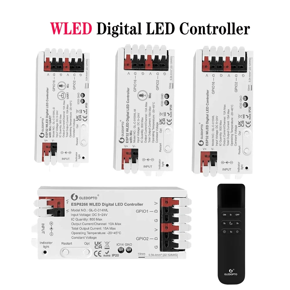 Kontroler LED GLEDOPTO ESP32 WLED współpracuje z taśmą LED WS2811 WS2812 SK6812 TM1814 WS2813 WS2815