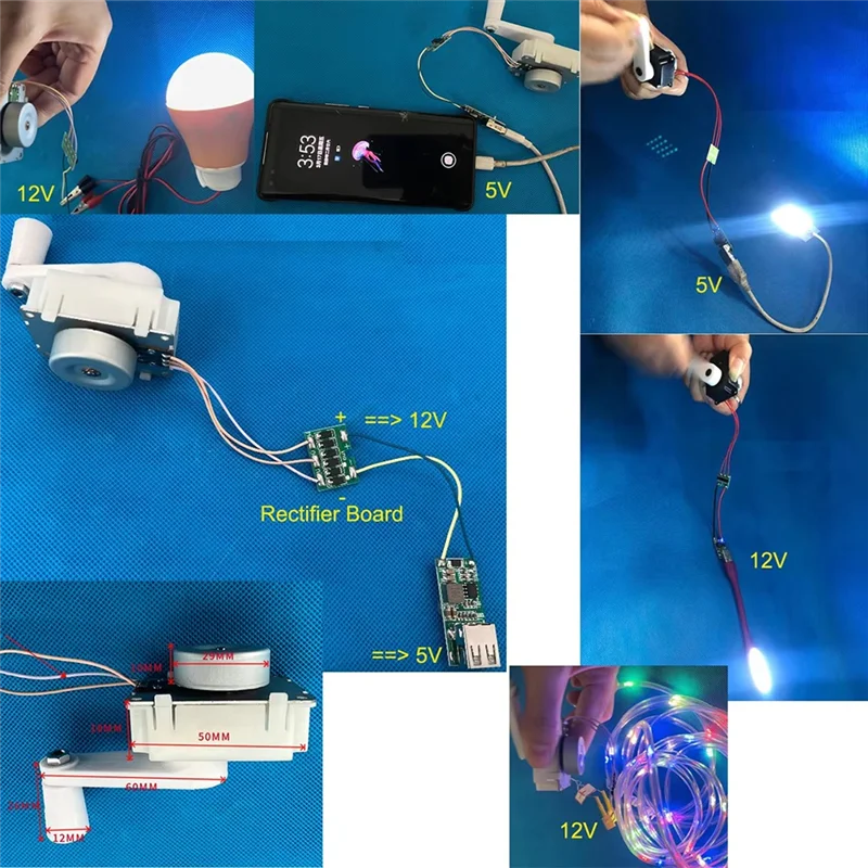 ABBY-Hand Crank Motor Gear Generator Kit Survival Power Bank شاحن USB للطوارئ 5V 5W #3