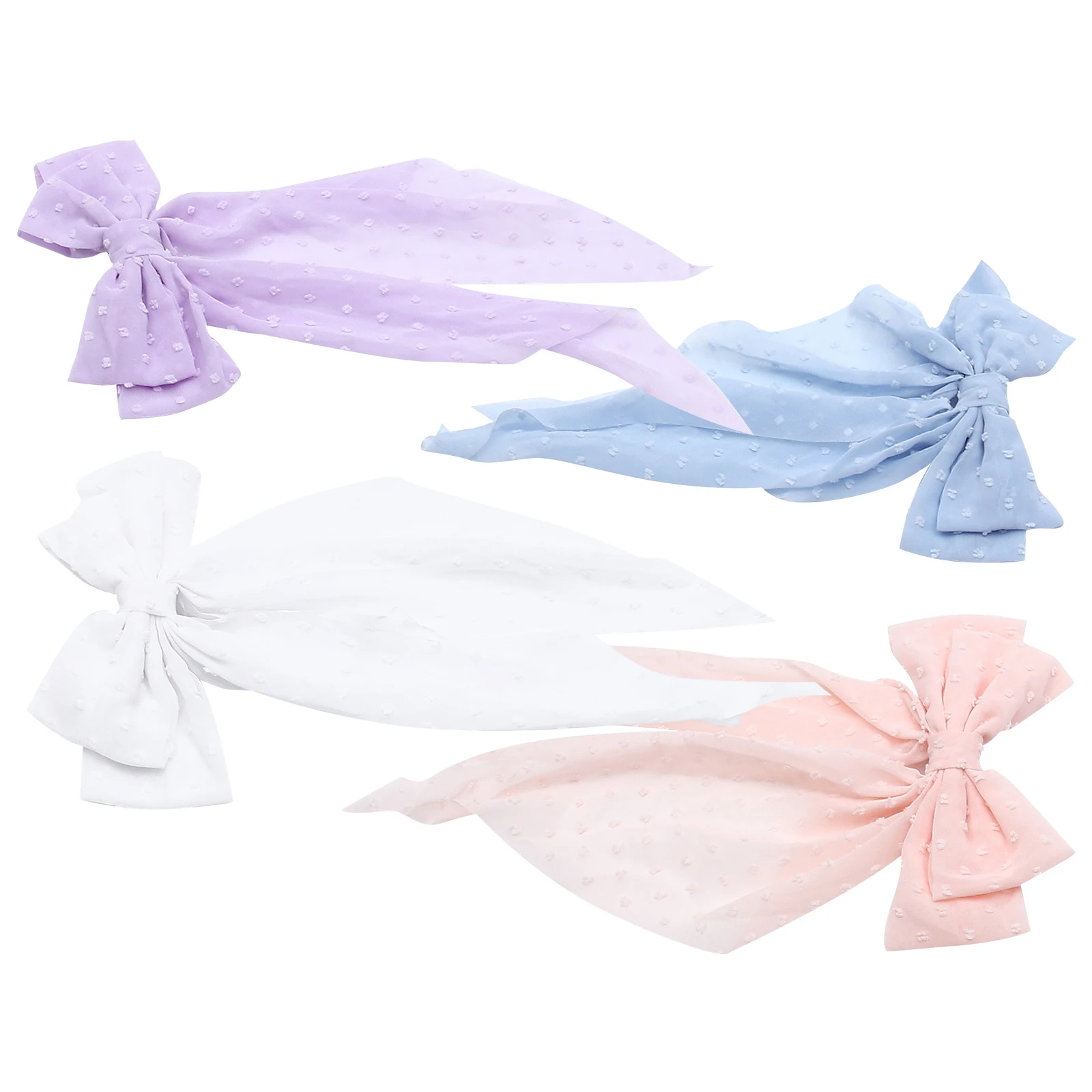 

4pcs Bow Clip Ribbon Long Elegant Spring Back Headwear Women Accessories Hair Ribbon Teen Stylish Big Hair Bows