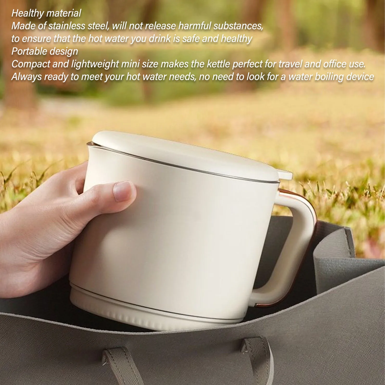 Portable Electric Kettle Easy To Clean Detachable Base Fast and  500W 0.8L Stainless Steel Small Water Boiler for Travel