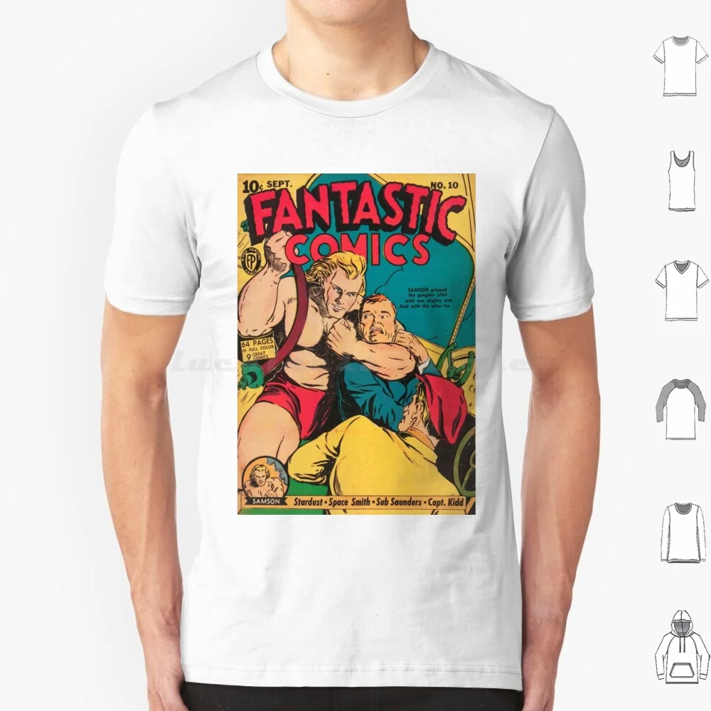 Camiseta con diseño de cómic vintage Strength Of Samson, talla grande, 100% algodón, arte retro, arte pop vintage, cómic de los años 50, arte cómico