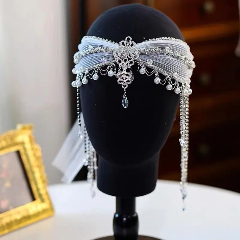 New French court retro letterario bianco cristallo nappa fascia accessori per capelli da sposa da sposa