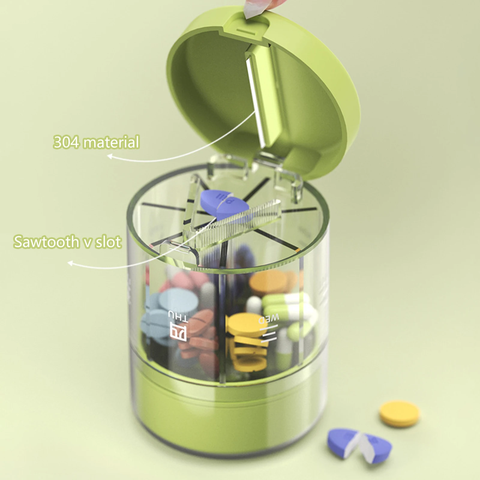 7 Days Weekly Pillbox Tablet Holder Medicine Storage Case Container Portable Capsule Pill Box Organizer for Fish Oil Vitamins