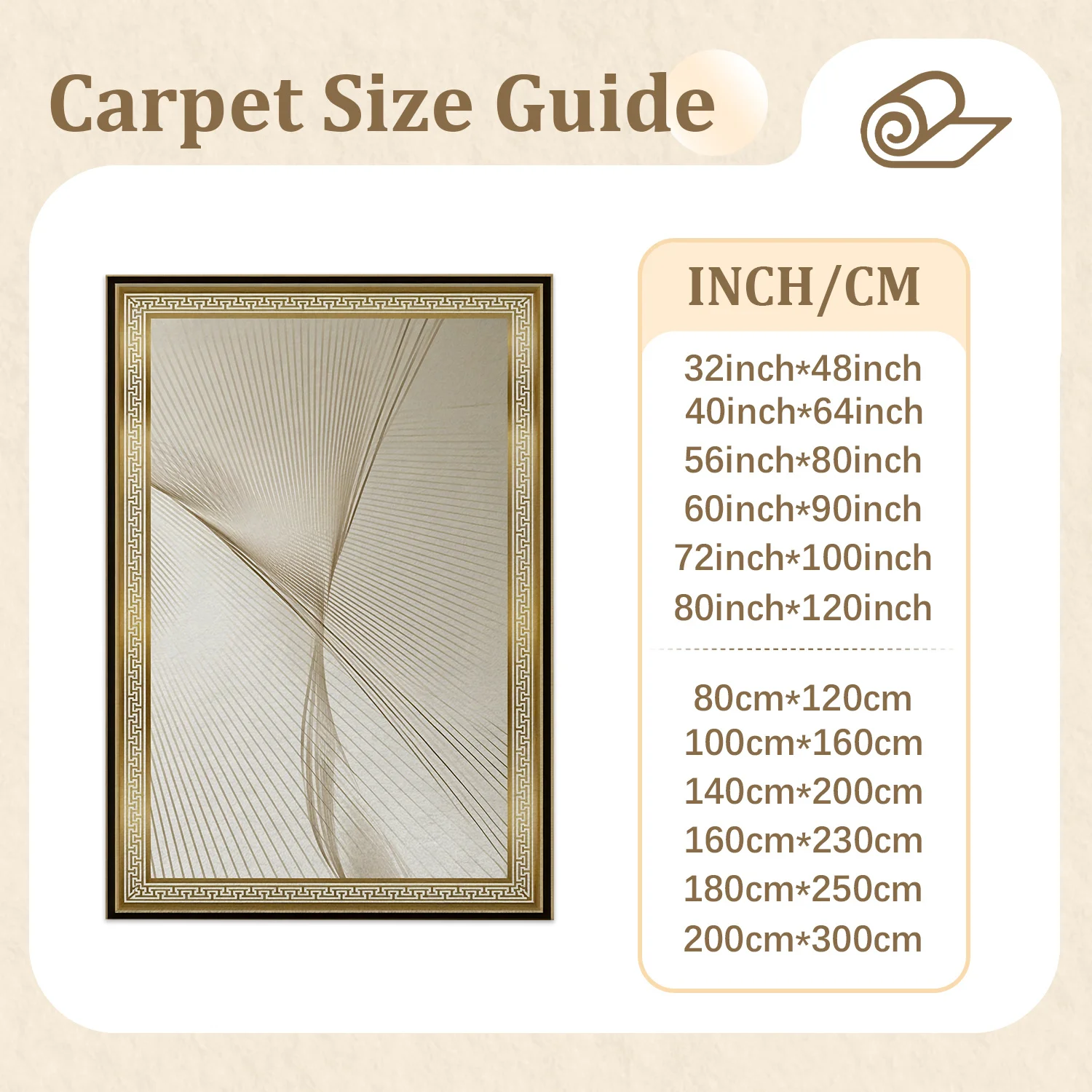 Large Indoor Area Rug Soft Velvet Low Pile Non-Slip Dotted Backing Machine Washable Modern Abstract Geometric Line Beige Gold Rug for Living Room Bedroom Home Decor