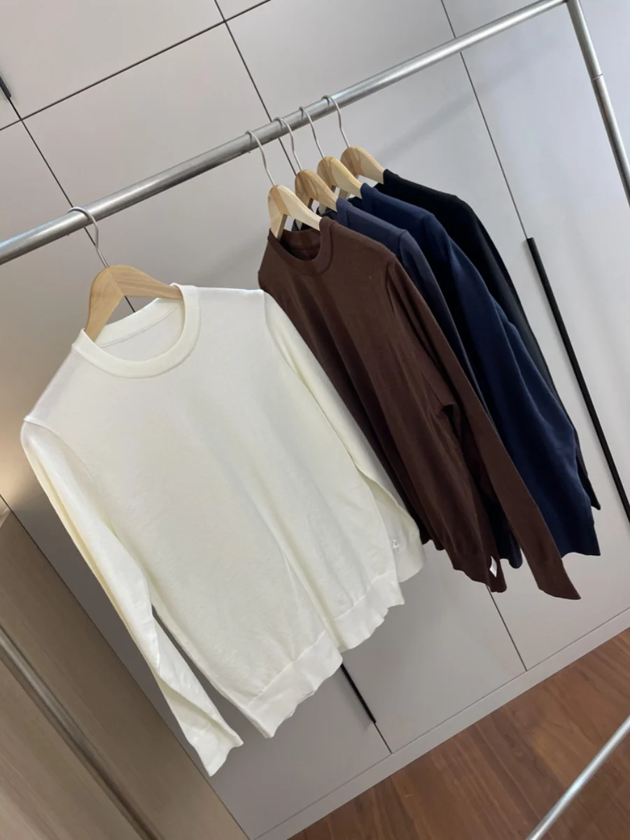 Men's Fashionable Knitted Sweater Wool Blend Long Sleeve round Neck  Color Versatile Autumn Winter Youthful Vitality Style