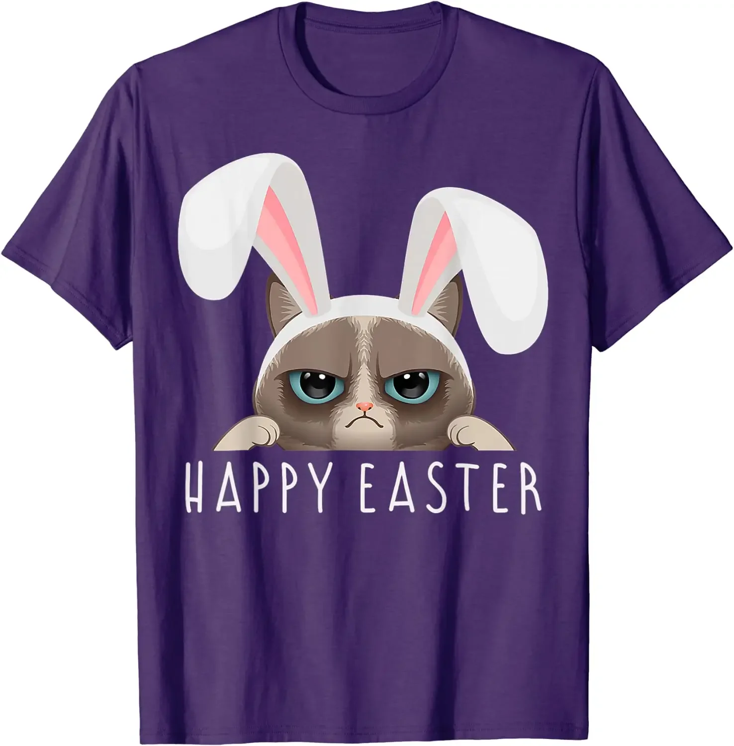 Cute Kitty Lover Graphic Tee Y2k Top Family Novelty Gifts Happy Easter Bunny Funny Pajama Dress Cat Party Rabbit Ears T-Shirt