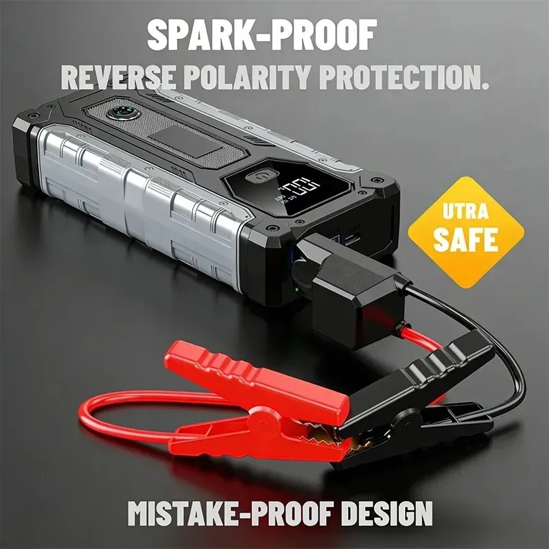 10000A Jump Starter Power Supply Emergency Battery Pack For Petrol Diesel Engines 12V Emergency Power Box With LED Lighting