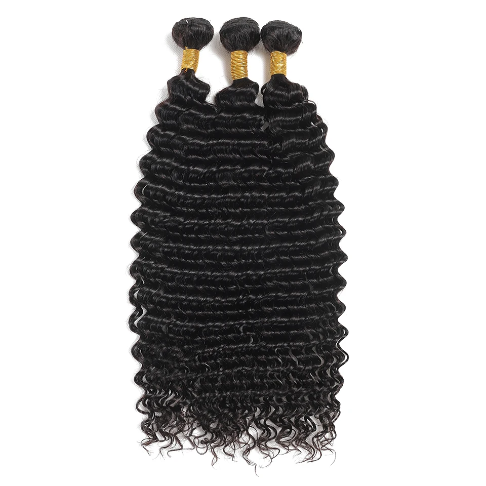 Bundles d'extensions de cheveux vierges malaisiens pour femmes noires, vague profonde, 100% cheveux humains, document naturel, prix de gros, 12A