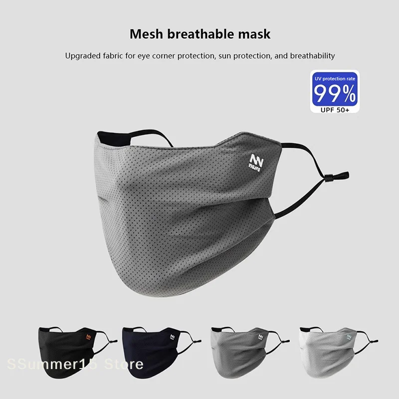 

【R】Sun Protection Face Mask For Men Reusable Breathable UV Face Shield Solid Color Washable Face Mask Summer Cycling Face Mask