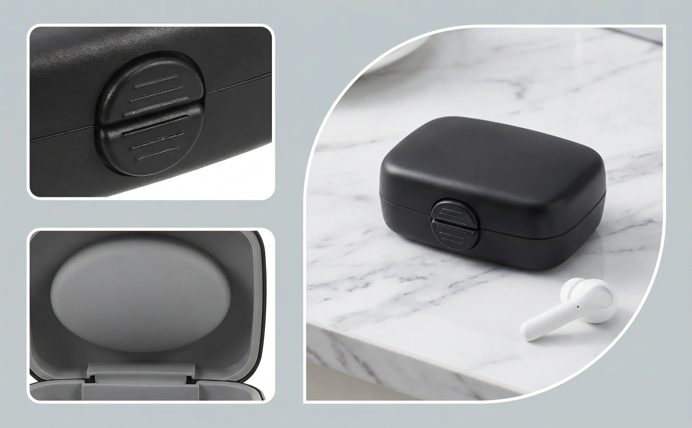 Hearing Aid Small Case Portable Compact Shockproof Water Resistant Protective Storage Box Convenient Holder Hearing Aid Case