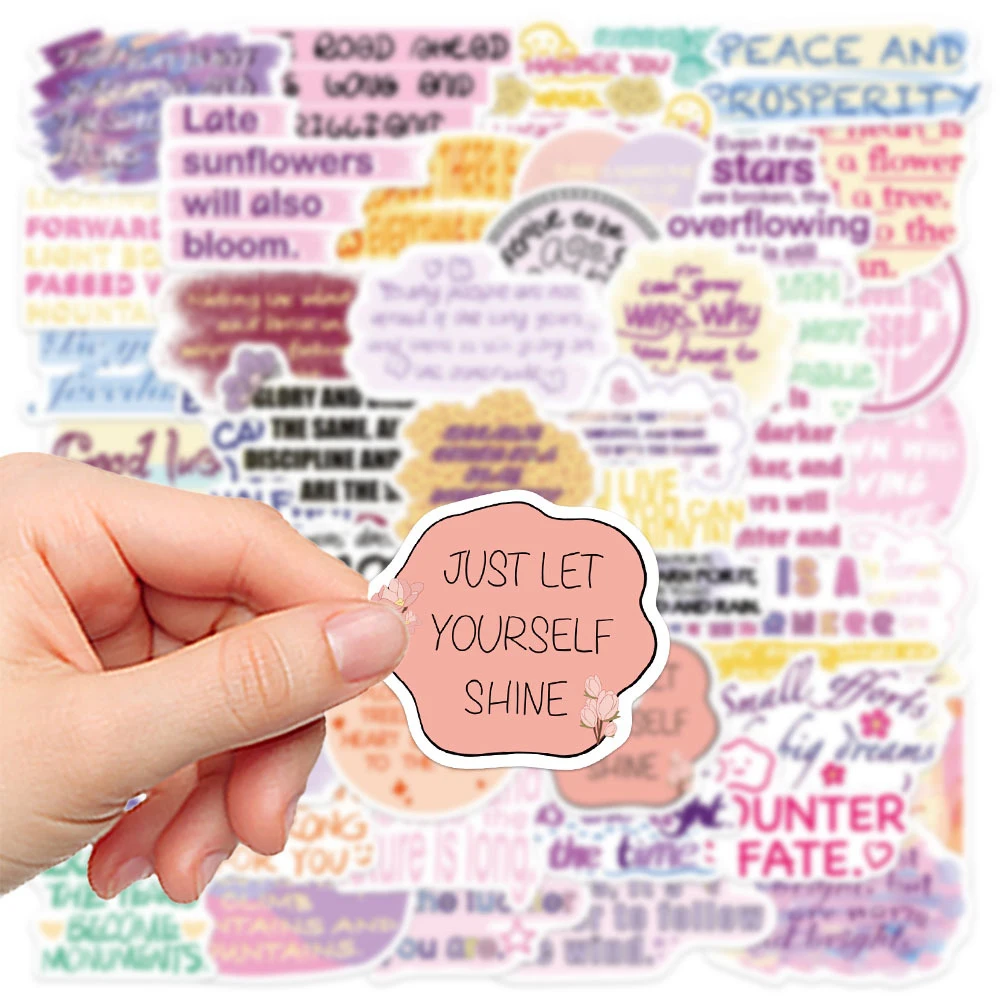 10/30/50pcs Rosa Citazioni Ispiratrici Adesivi Frasi Motivazionali Adesivo Del Fumetto Del Computer Portatile Notebook Telefono Carino Decalcomanie Decorazione