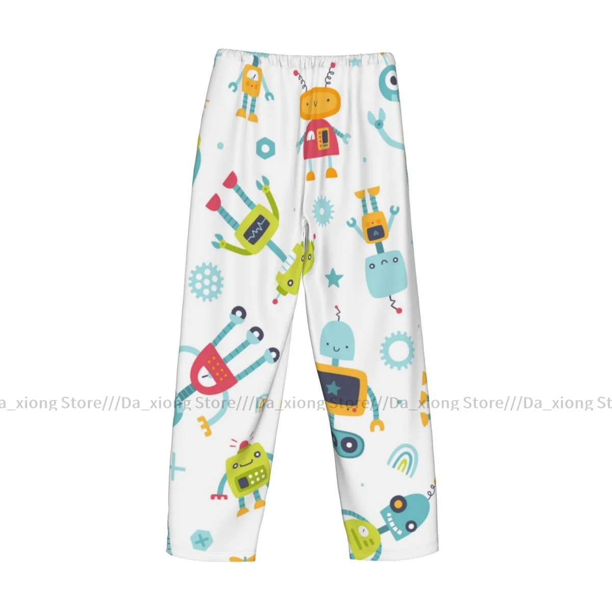 Men\'s Sleepwear Loose Sleep Pants Pajamas Cute Diverse Colorful Robots Long Lounge Bottoms Casual Homewear