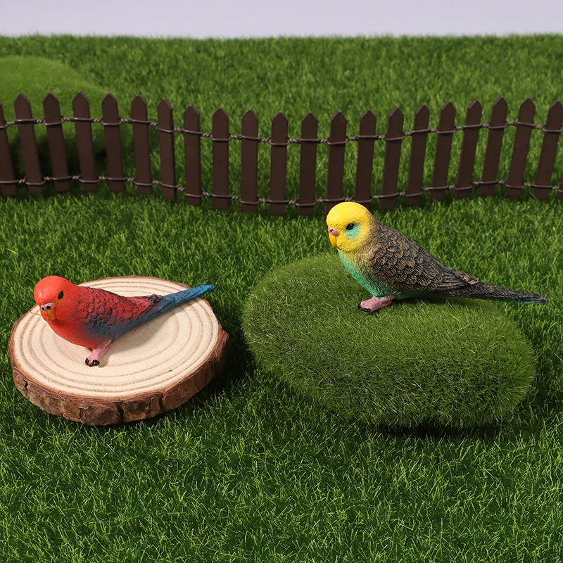 Simulation Parrot Miniature Landscape Ornament Parakeet Model Lawn Figurine Artificial Bird Home Decorative Figures Bird Decor