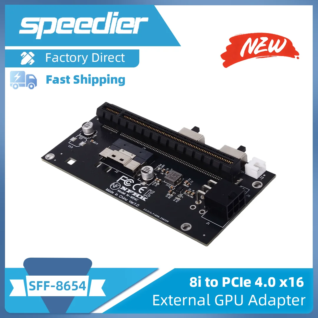 

SFF-8654 8i To PCIe 4.0 X16 To SFF-8654 External Graphics Adapter Card